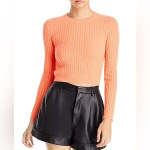 Alice + Olivia Ciara Cable Knit Cropped Sweater *99% Cashmere